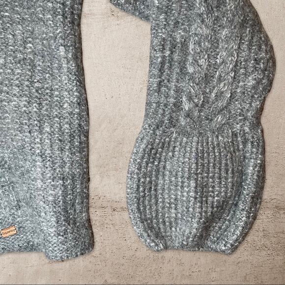 SUPERDRY CABLE KNIT CROPPED SWEATER WITH RIBBED BELL SLEEVE - L - Picture 8 of 11